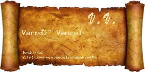 Varró Vencel névjegykártya